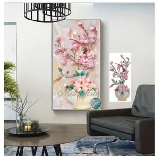 Tranh đính đá thanh lý bình hoa ngọc lan y8109 65x120cm