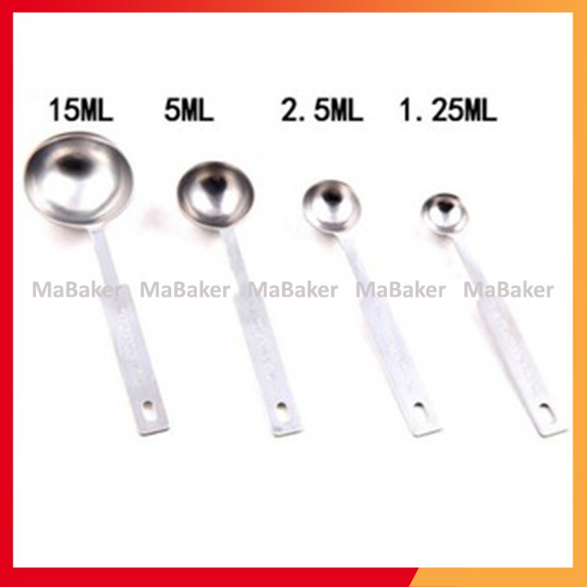 [Freeship] Bộ thìa đong inox cao cấp 4 chiếc - MaBaker