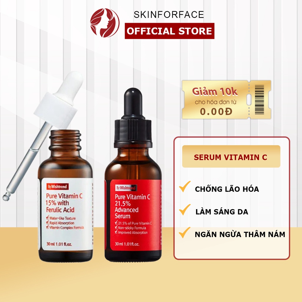Tinh chất By Wishtrend 15% Vitamin C dưỡng sáng da 30ml Pure Vitamin C 15% with Ferulic Acid - SK17