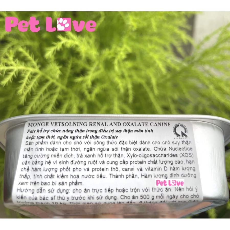 Pate cho chó mèo bị suy thận, ngăn ngừa sỏi thận (Monge, Ý)