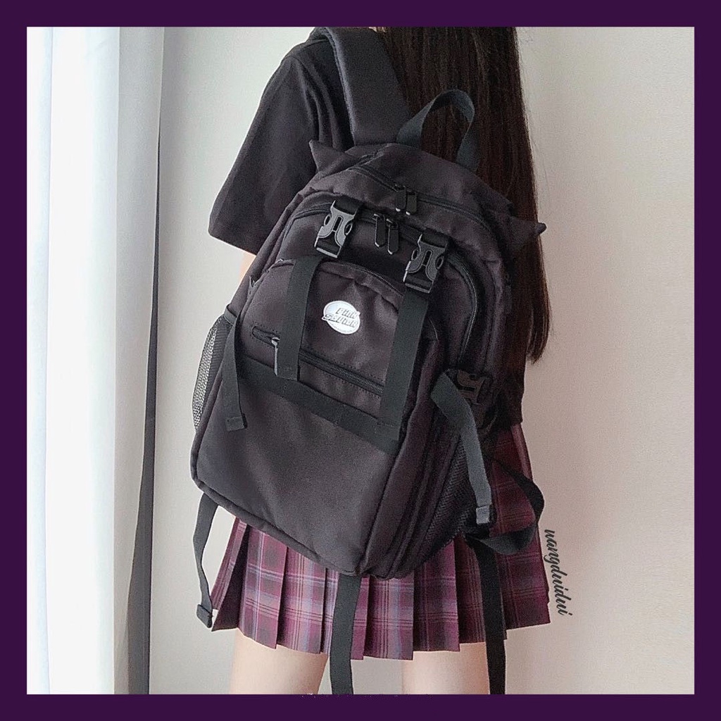 Ba Lô Học Sinh Hình Mèo Đen Dễ Thương Kích Thước Lớn Chống Thấm Nước Phong Cách Nhật Bản Cho Nữ Sinh