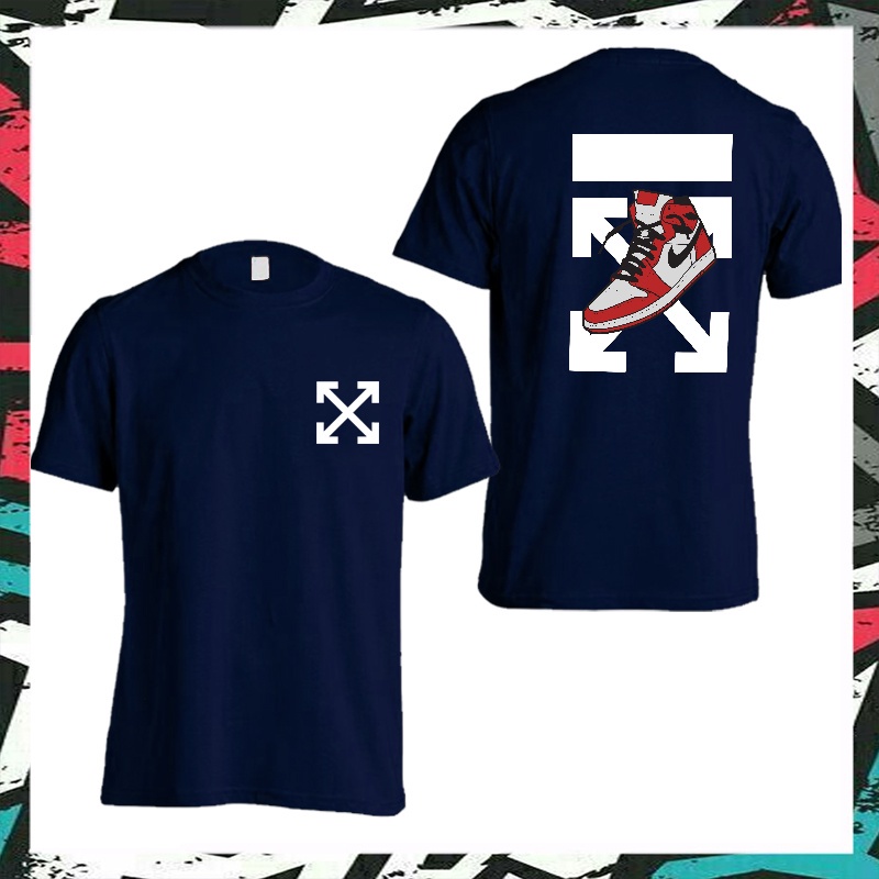 OFF WHITE Áo Thun 100% Cotton In Logo AIR JORDAN Thời Trang Cho Nam Nữ