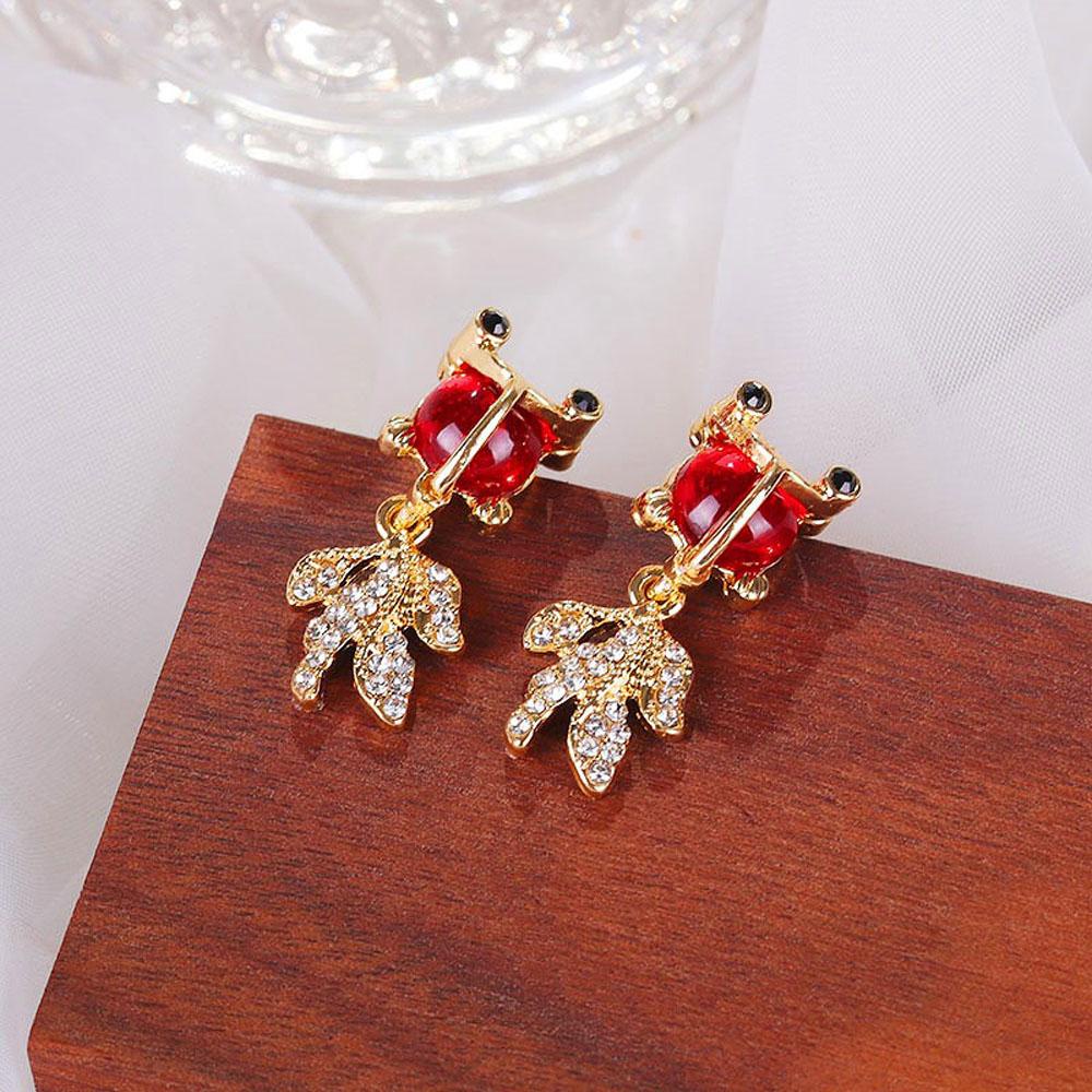 Bông Tai Dáng Dài Hình Cá Màu Đỏ Thời Trang Cho Nữ