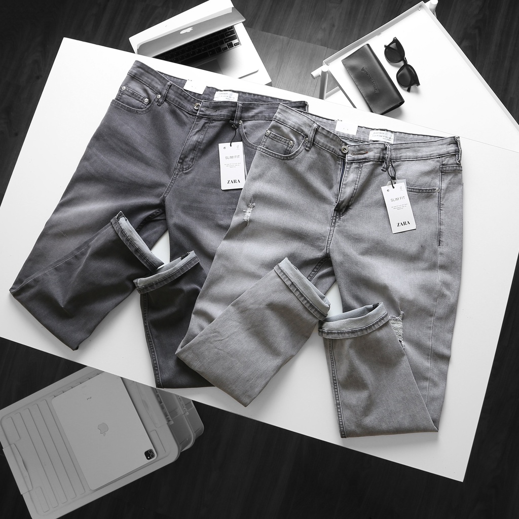 BIGSIZE - Quần jean dài nam sang trọng thiết kế cao cấp màu xám form bigsizemen 80-130kg