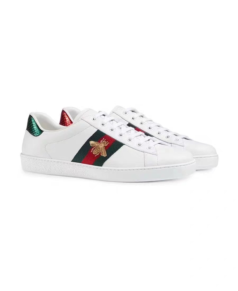 Original Gucci Women Lovers Couples Men's Low Tops Shoes Sneakers Gg Black Green Lovers Couples Unisex Women Men