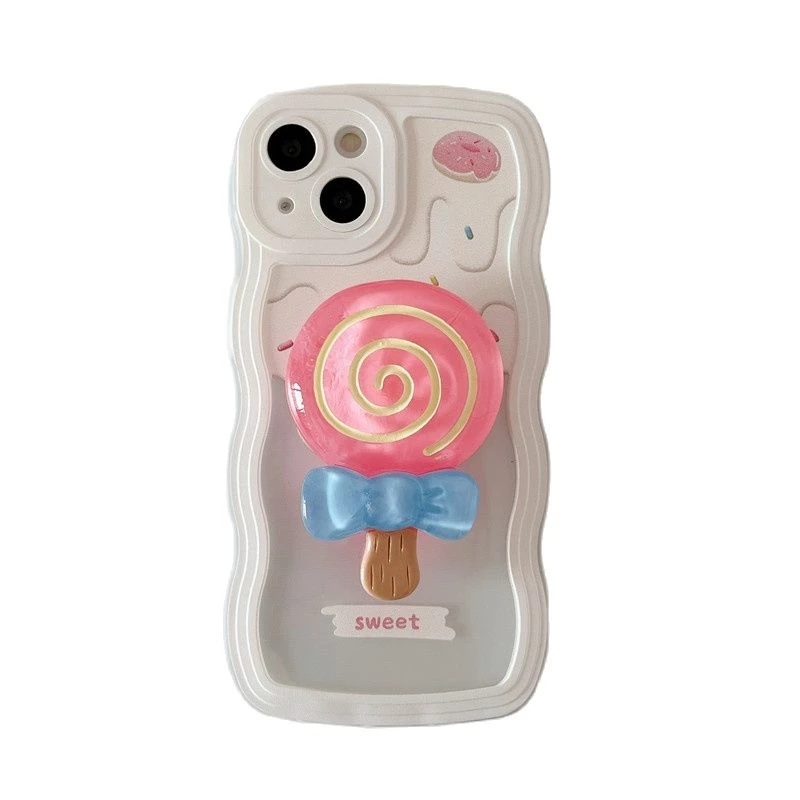 Ốp Điện Thoại TPU Mềm Trong Suốt Có Giá Đỡ Hình Que Kem 3D Dành Cho IPhone 11 12 13 Pro Max