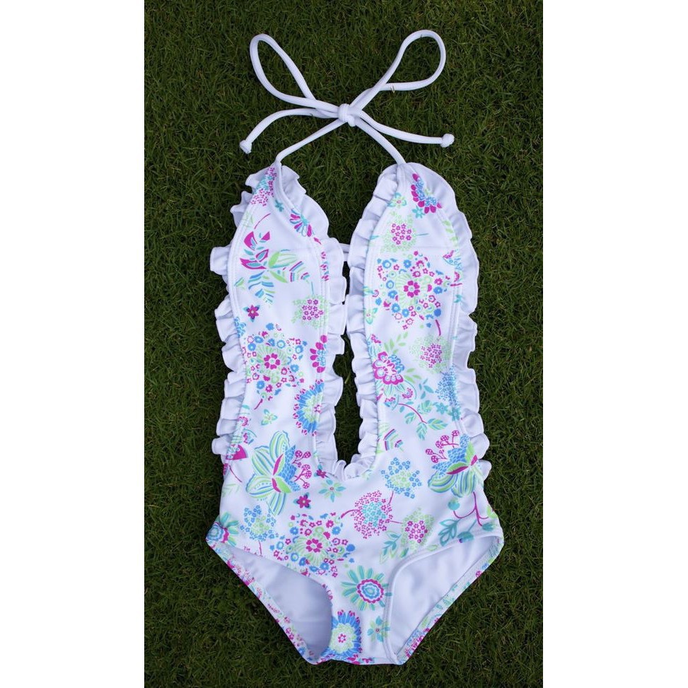 ❤XZQ-Floral Girls Baby Halter Split Bikini Swimwear Bathing Suit Swimsuit Costume 1-6