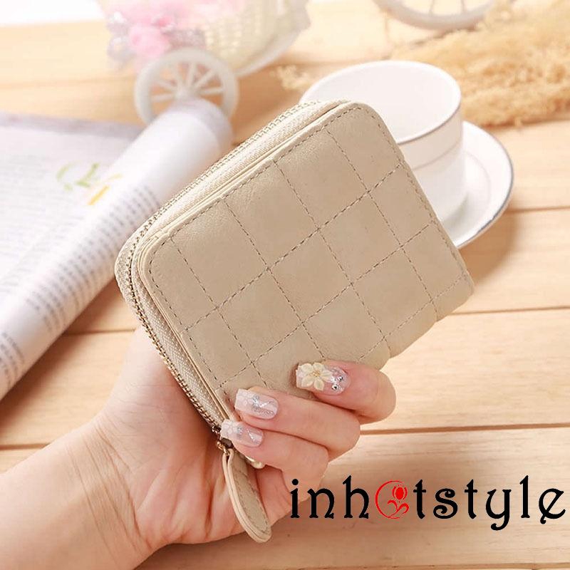 Túi Nhỏ Đựng Tiền Xu Chất Liệu Da Pu Có Khóa Kéo Thời Trang Cho Nữ