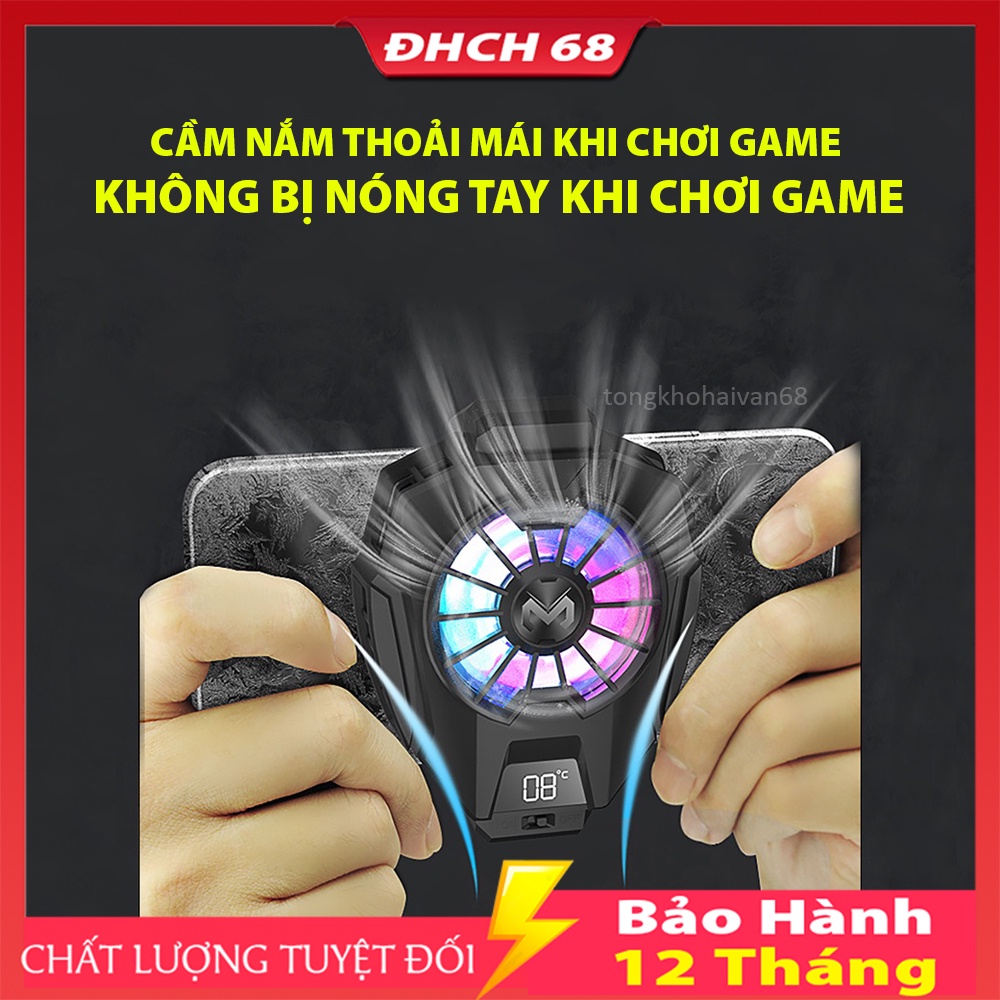 Quạt Tản Nhiệt Điện Thoại Sò Lạnh MEMO DL05 Chơi PUBG FF ROS Siêu Lạnh, Hiển Thị Nhiệt Độ, LED RGB, Kẹp 2 Chiều Cao Cấp