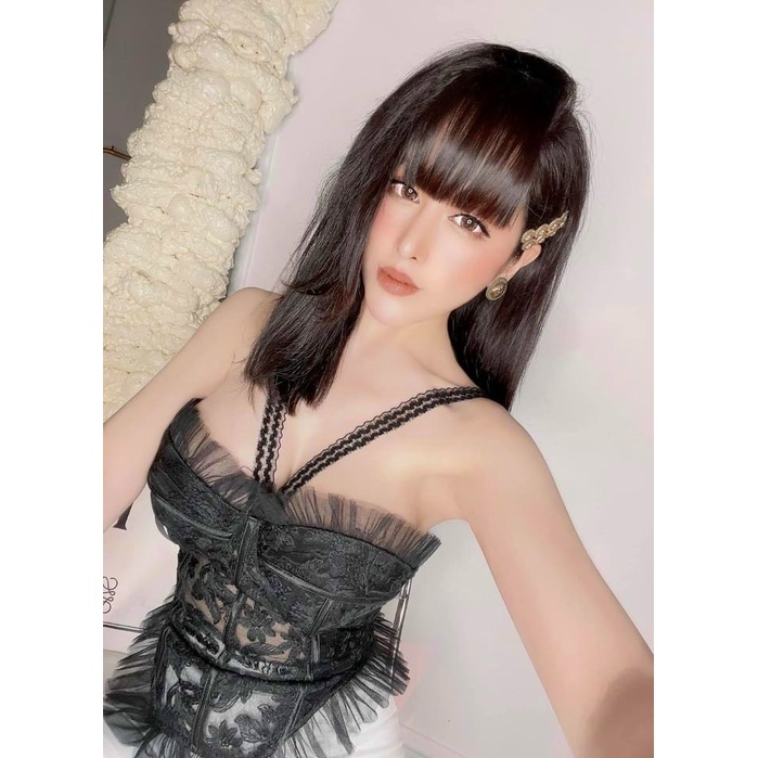 Áo ren dây chéo đệm ngực mỏng