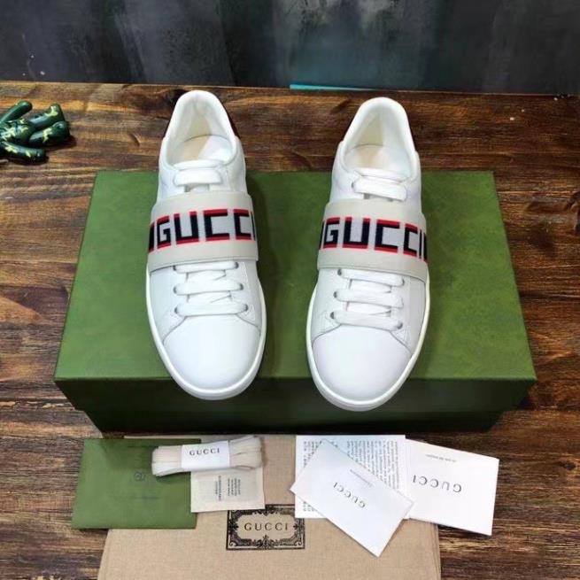 giày GUCCI chun ngang, giày gucci vạch trăng chun đỏ đen,bản đế cao su non cao cấp full box full bill