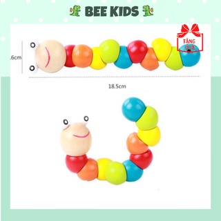 Đồ chơi trẻ em 💖 FREESHIP Từ 250K 💖 Đồ chơi con sâu gỗ uốn dẻo nhiều màu sắc đáng yêu cho bé