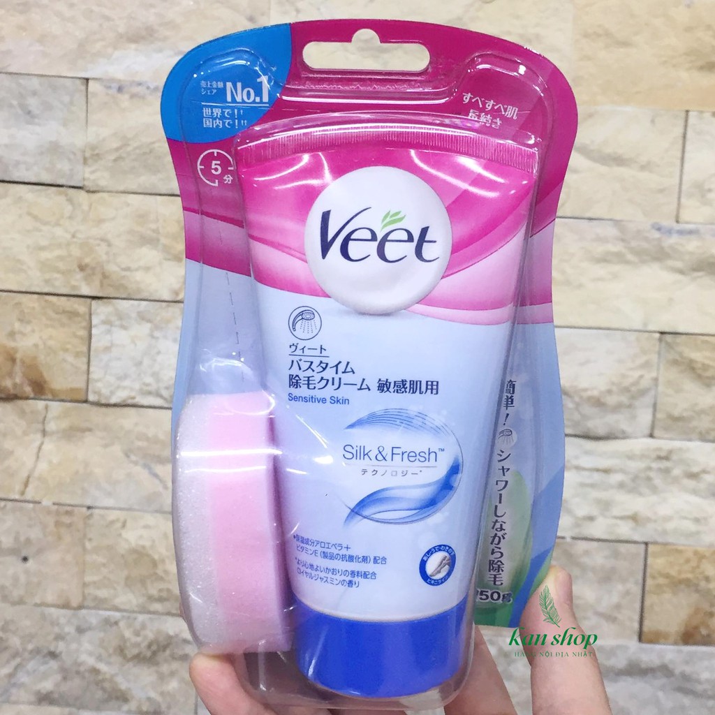 Kem tẩy lông Veet Silk &amp; Fresh dành cho da nhạy cảm nội địa Nhật chính hãng - 4906156034639 - Kan shop hàng Nhật