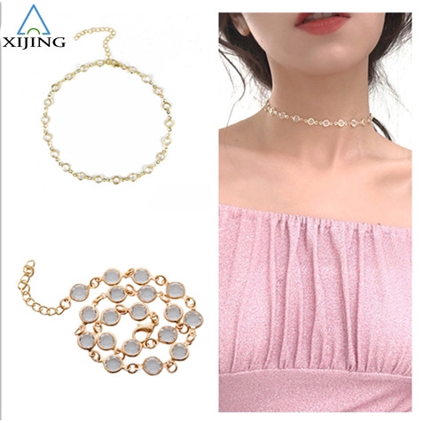 Dây chuyền dài mạ vàng đính đá thời trang cho nữ