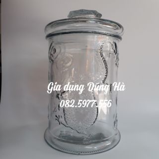 Bình thủy tinh ngâm rươu dáng Trụ hoa văn Rồng hay Trơn 25 lít 24x62 cm - Bình ngâm sâm nấm đinh lăng Gia dụng Dũng Hà