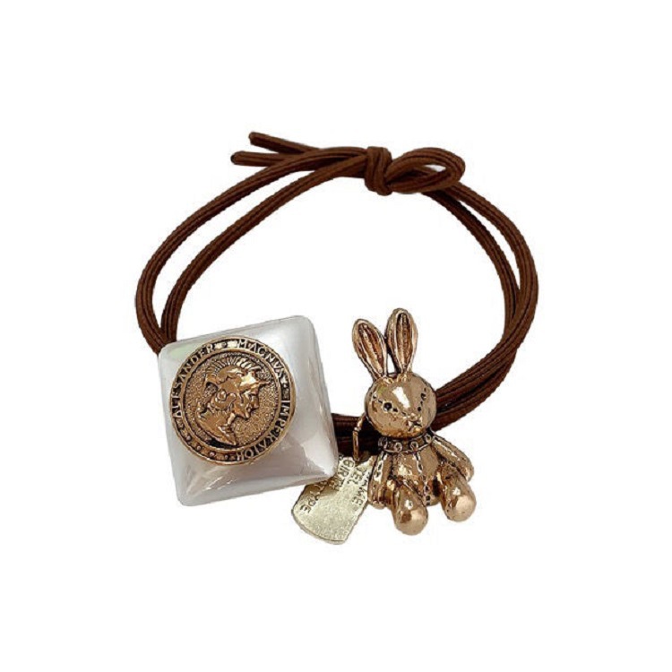 Dây buộc tóc đàn hồi đính chú gấu/ thỏ ngọc trai nhân tạo thời trang dành cho nữ