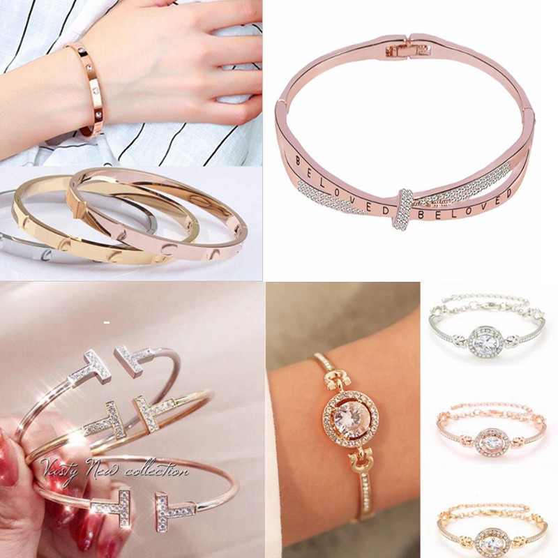 Vòng tay nữ mạ titan khắc chữ nhiều kiểu dáng phong cách Hàn Quốc trẻ trung thời trang | BigBuy360 - bigbuy360.vn