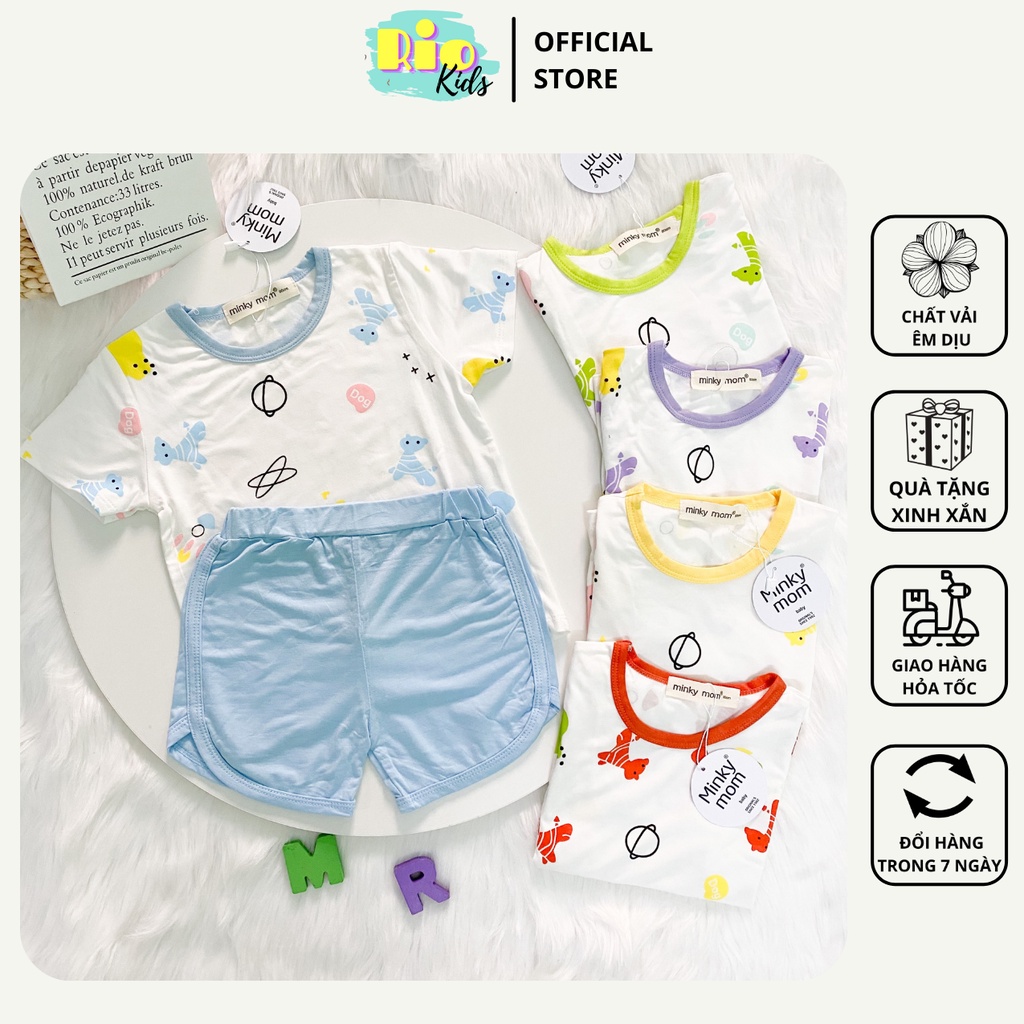 Bộ cộc tay Minky Mom chất thun lạnh, set đồ bộ mặc ở nhà cho bé từ 9 đến 19kg- Riokids CT0