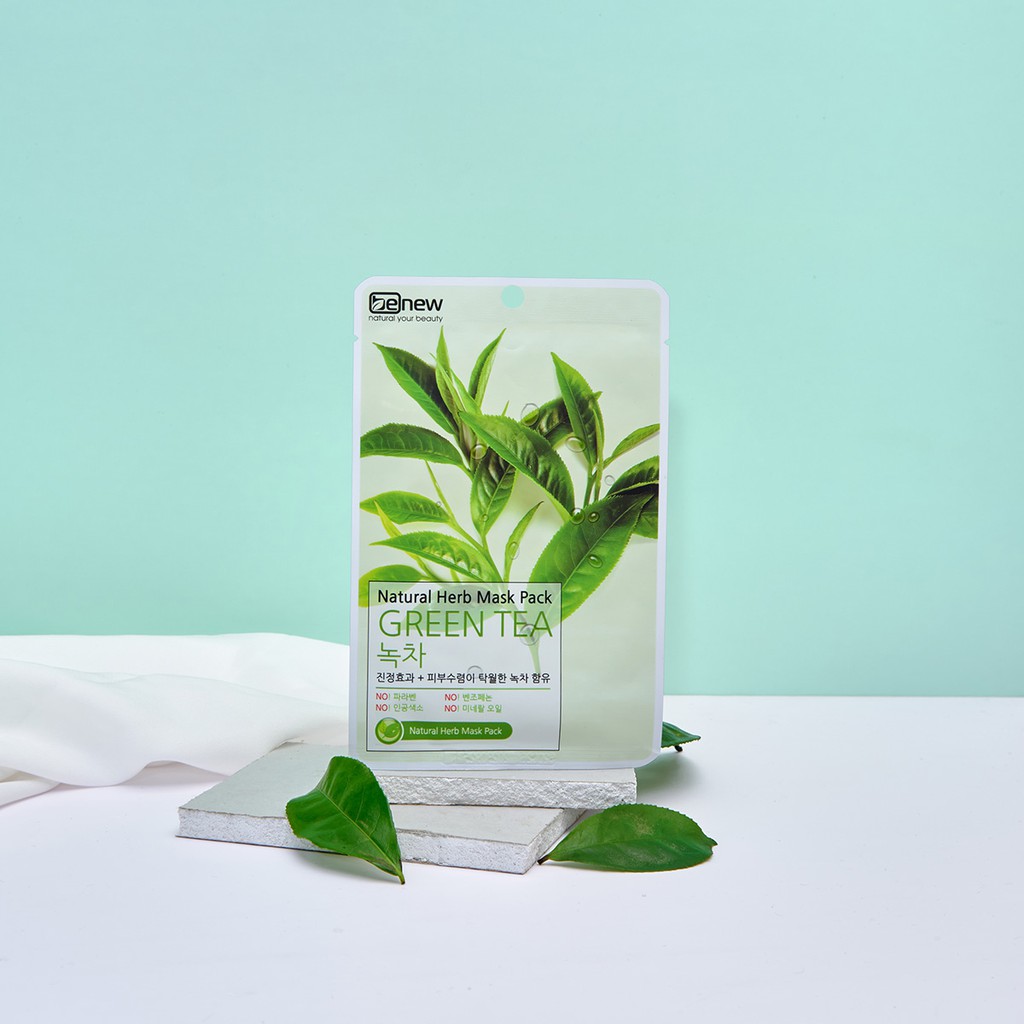 Bộ 10 miếng Mặt nạ trà xanh Benew Natural Herb Mask Pack Green Tea 22ml