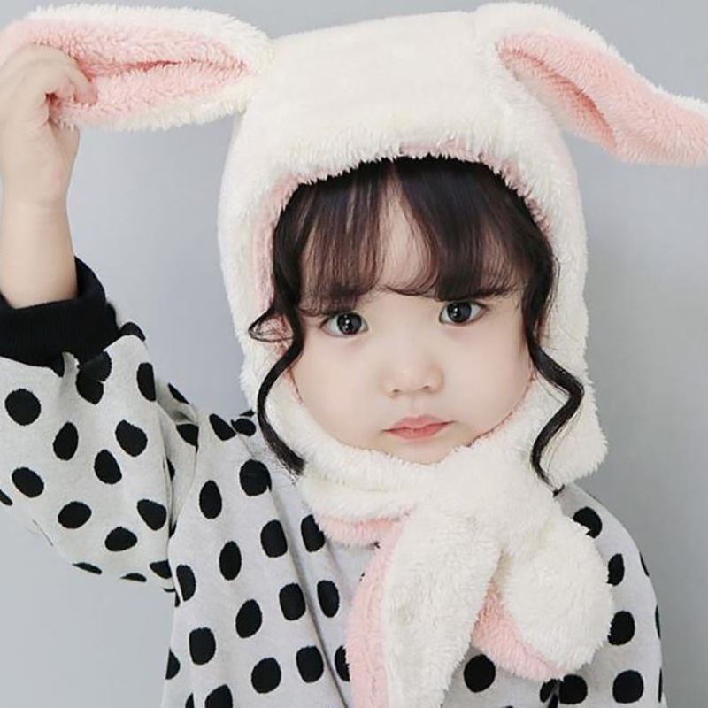 Nón len tai thỏ ấm áp dễ thương cho bé
