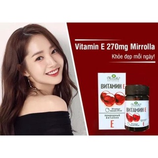 Viên Vitamin E đỏ Mirrolla, sản phẩm của Nga, hộp 30 viên
