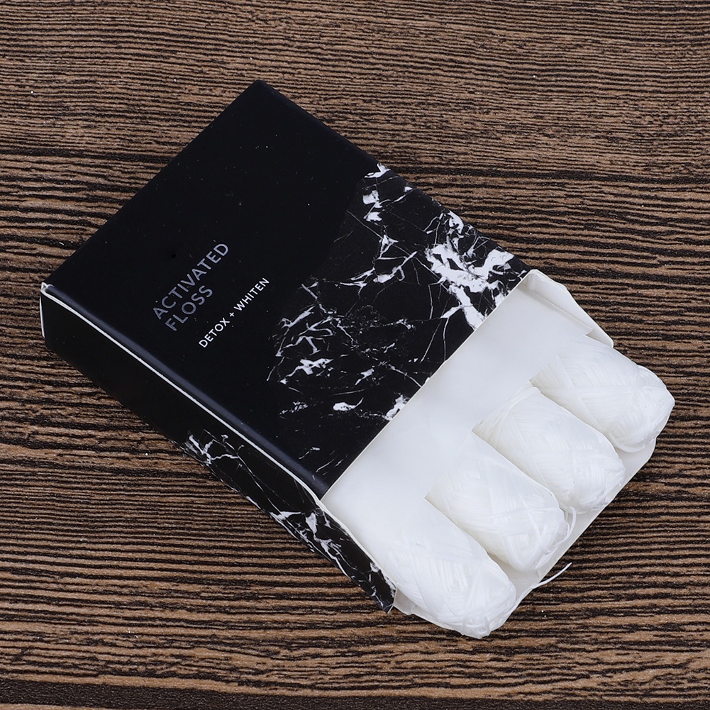 [Hàng mới về] Bộ 4 cuộn chỉ nha khoa tổng chiều dài 120m sợi lụa than tre tự nhiên thân thiện với môi trường