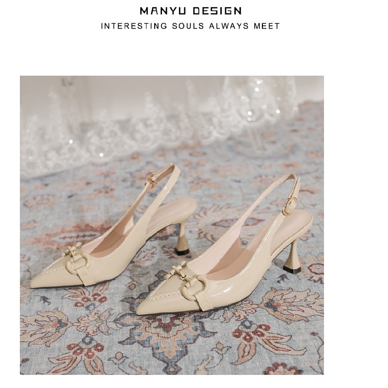 Giày Sandal Cao Gót Mũi Nhọn Cài Khóa Thời Trang Mùa Hè 2022 Cho Nữ