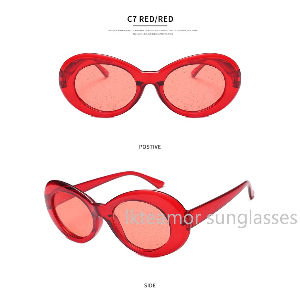 Kính mát hình oval lấp lánh cho nam và nữ