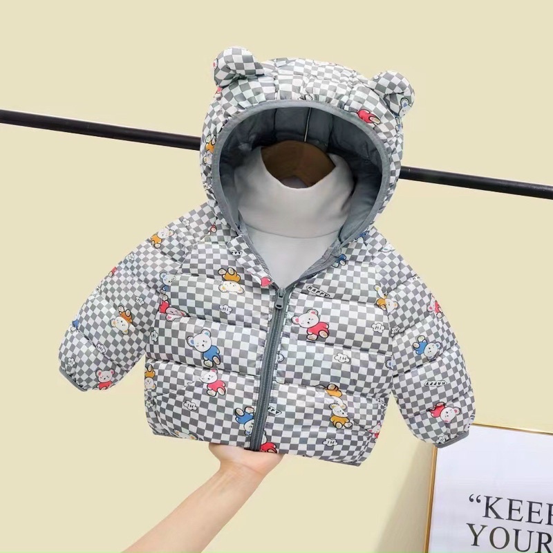 Áo Khoác Trẻ Em , Áo Phao Gấu Siêu Nhẹ Cho Bé Yêu 8-21kg
