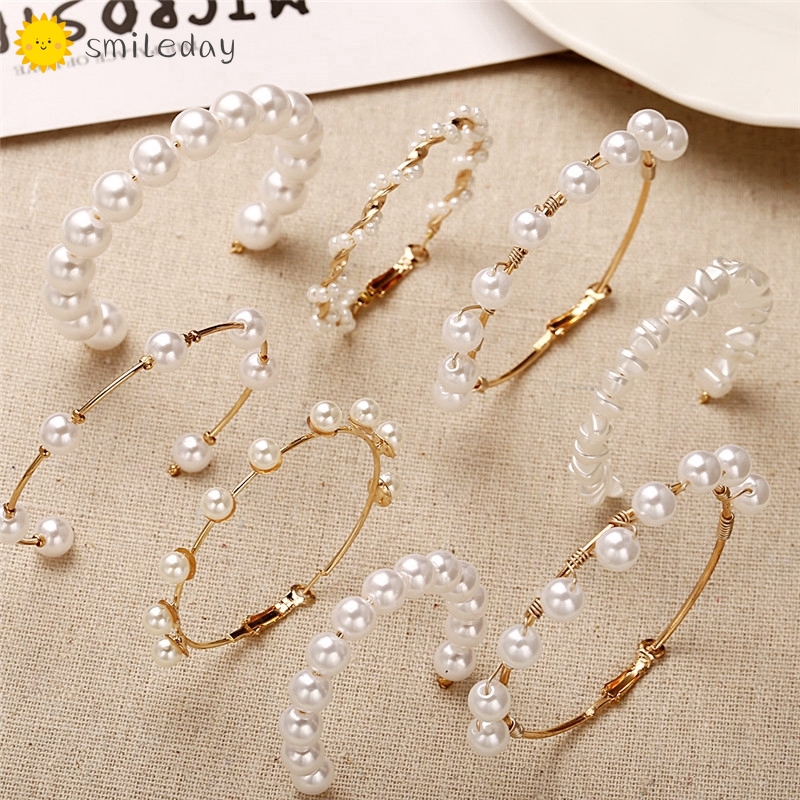 Khuyên Tai Nữ Trang Dáng Tròn Đính Ngọc Trai Nhân Tạo Xinh Xắn