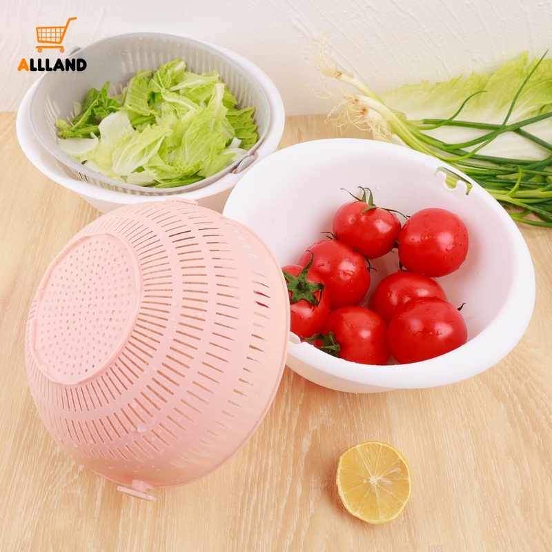 Rổ Rửa Rau Củ Quả Hai Lớp Xoay Được Tiện Lợi
