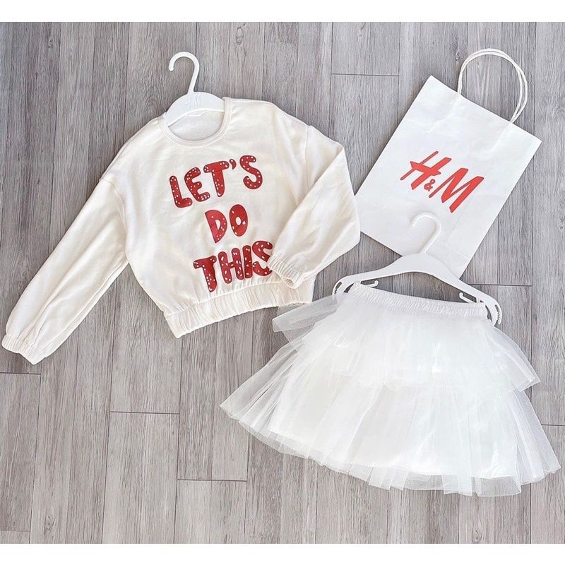 SET BÉ GÁI ÁO IN CHŨE ĐỎ KÈM CHÂN VÁY REN