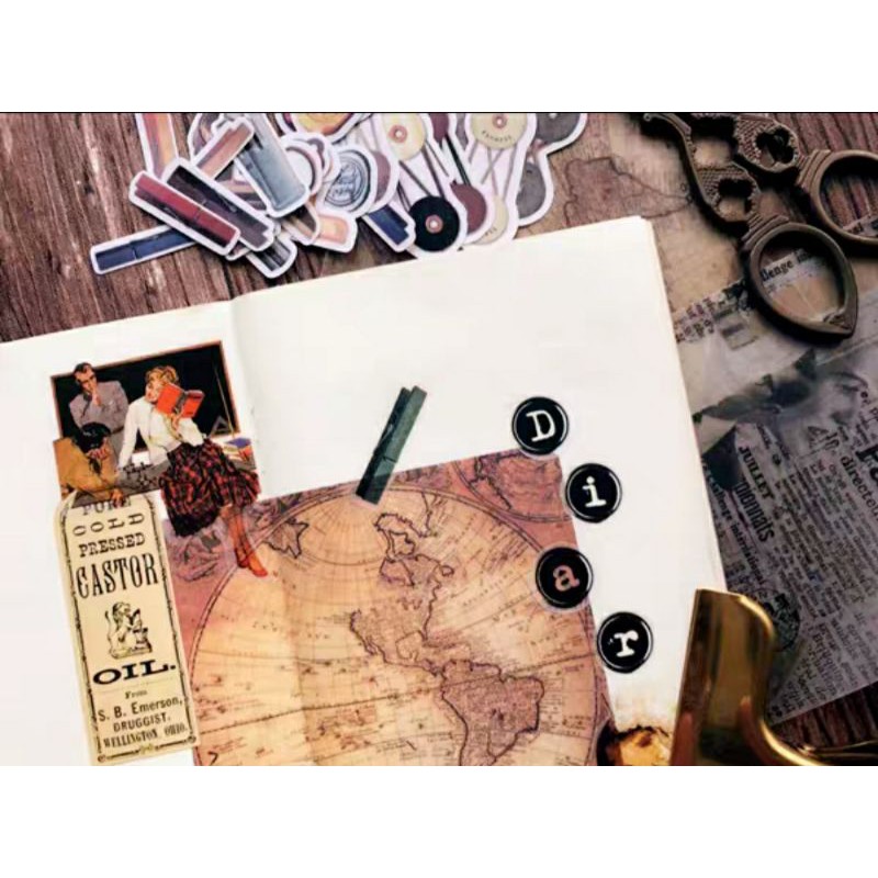 Krisna.room ♡ Sticker kẹp giấy, dụng cụ học tập trang trí sổ vintaged