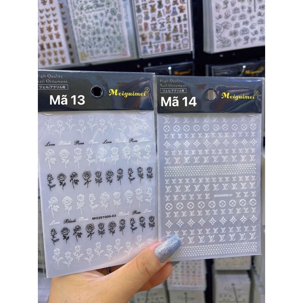 Sticker dán móng - Sticker thuong hieu - sticker gấu - sticker hoa - Phụ kiện dán móng nail cutee - Siêu xinhhh