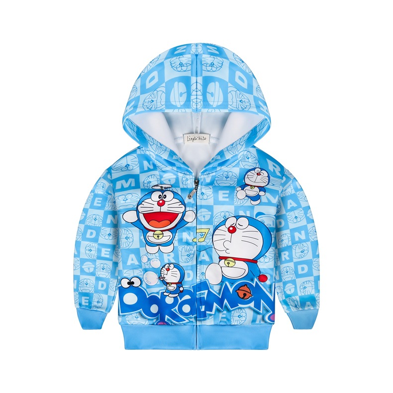 Áo khoác hoodie hoạt hình doraemon in đáng yêu cho bé từ 3-8 tuổi