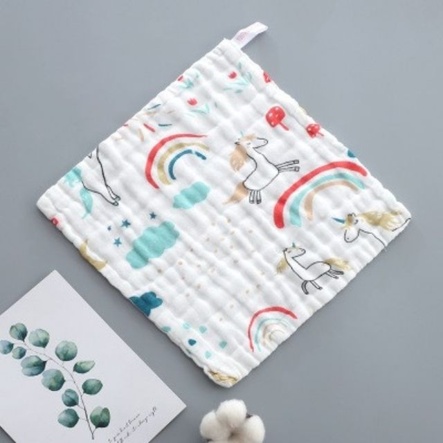 Khăn Sữa , Khăn Xô Rửa Mặt 6 Lớp In Hình Cho Bé