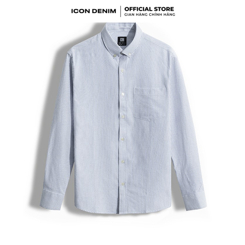 Áo Sơ Mi Oxford Nam ICON DENIM Tay Dài Có Túi Sọc