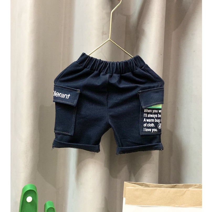 Quần short thun giả jean túi hộp cho bé trai  từ 8-36kg