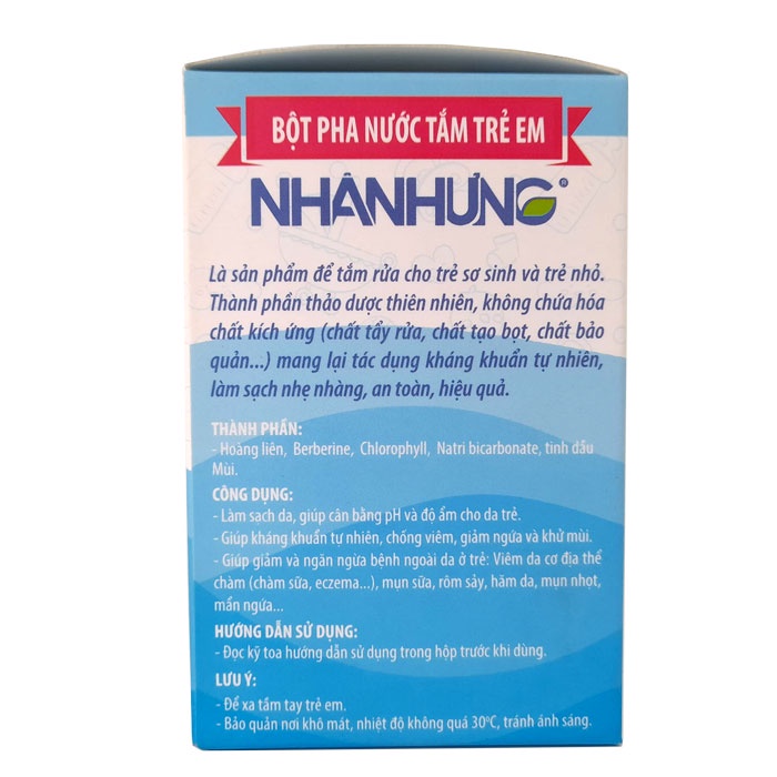 Bột pha nước tắm trẻ em Nhân Hưng - Hỗ trợ về các bệnh ngoài da cho trẻ sơ sinh