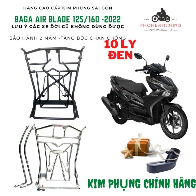 [AB 2022 Mới- AB 2023] Baga Air Blade AB 2022 Mới , AB 2023, AB 160cc, AB125cc Inox, Đen Tĩnh Điện, Titan Inox 10 Ly
