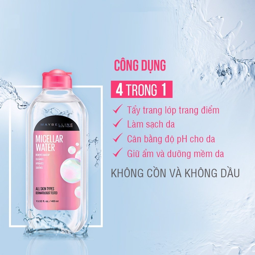 Nước tẩy trang Maybelline Micellar Water Removes Make-Up