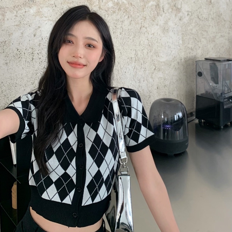 Áo len polo kẻ trám (ảnh thật shop tự chụp) | BigBuy360 - bigbuy360.vn