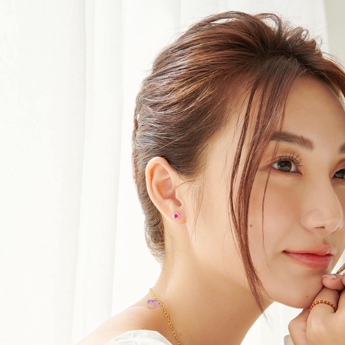 Bông Tai Đá Ruby Hồng Thiên Nhiên Tượng Trưng Tình Yêu SP003236 Gypsy.lala