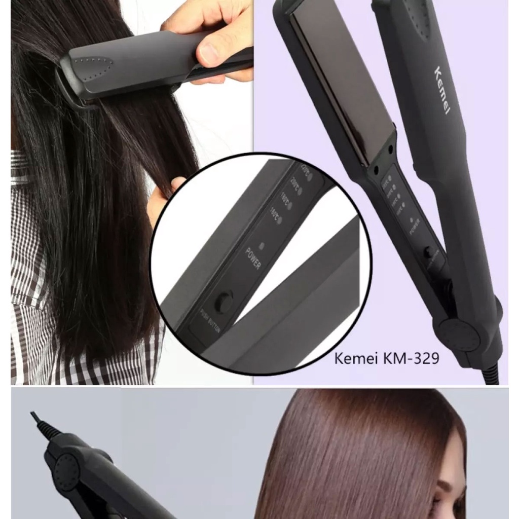 Máy ép tóc chỉnh nhiệt Kemei KM 329 4 mức chỉnh nhiệt có chức năng: tạo kiểu tóc - là thẳng tóc