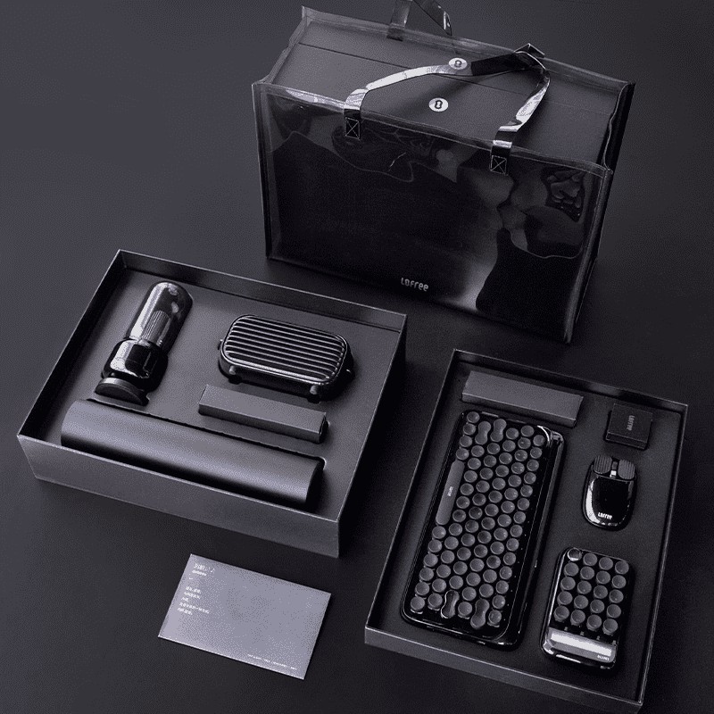 Bộ bàn phím, chuột, loa, đèn, máy tính, trải bàn lofree All Black