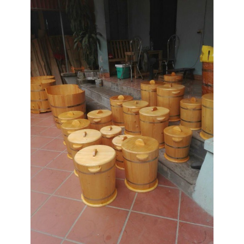 thùng đựng gạo gỗ thông 30kg