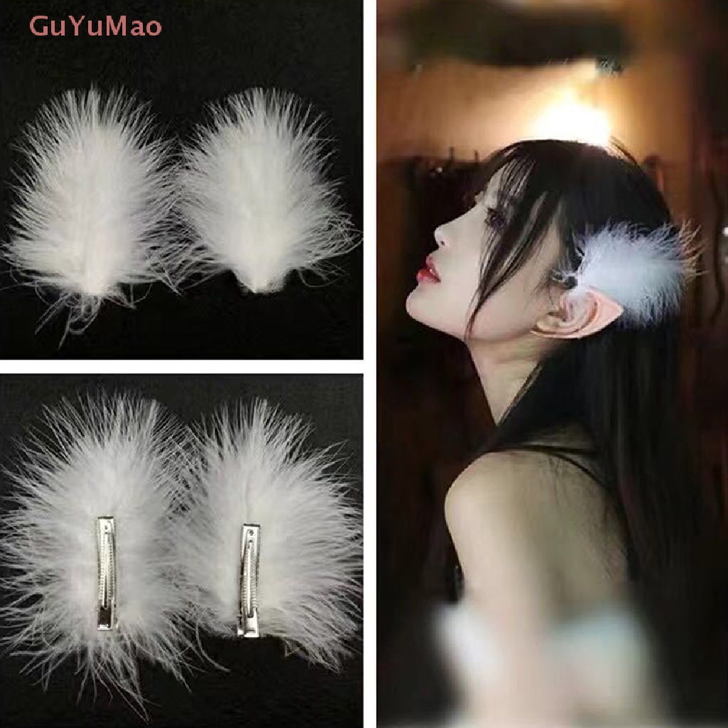 Set 2 Kẹp Tóc Hình Lông Vũ Màu Trắng Cho Cô Dâu