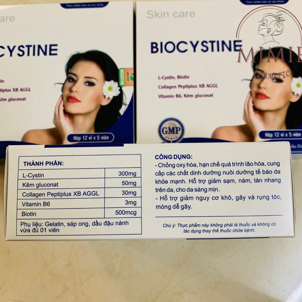 [CHÍNH HÃNG] VIÊN UỐNG BIOCYSTINE - VIÊN UỐNG ĐẸP DA, ĐẸP TÓC, CHỐNG LÃO HÓA HỘP 60 VIÊN