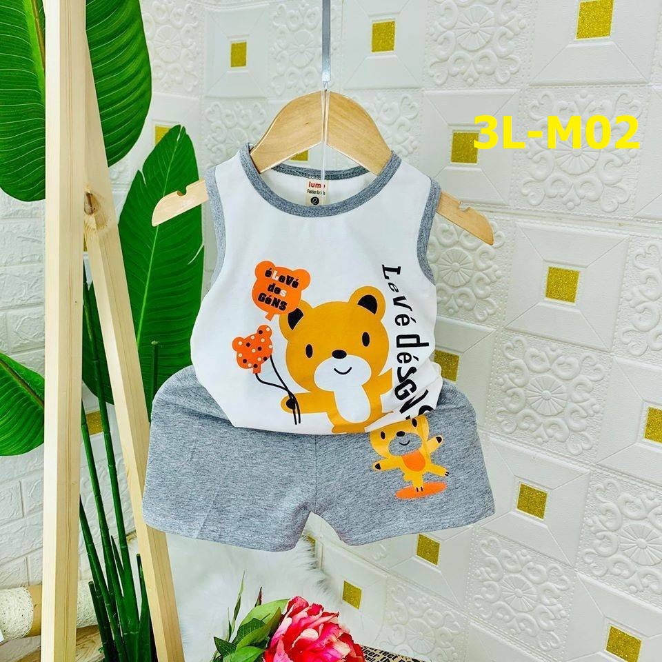 [Mã BITBITSHOP Giảm 10k] Set quần áo ba lỗ cho bé trai bé gái chất cotton hình ngộ nghĩnh