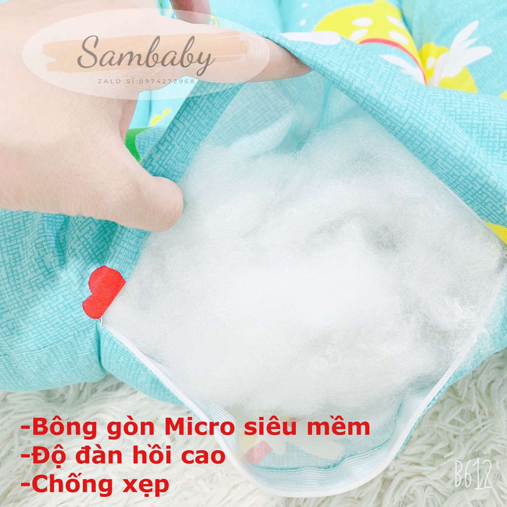 Bộ Gối Nệm Cotton Mềm Cho Bé Chống Lật,Đệm Ngủ Thông Minh Cho Bé Bông MICRO Siêu Mềm 44.85cm Nhiều Màu